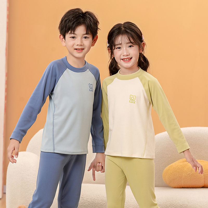 【7A抗菌】儿童保暖内衣男童女童秋衣秋裤睡衣中大童打底德绒套装冬