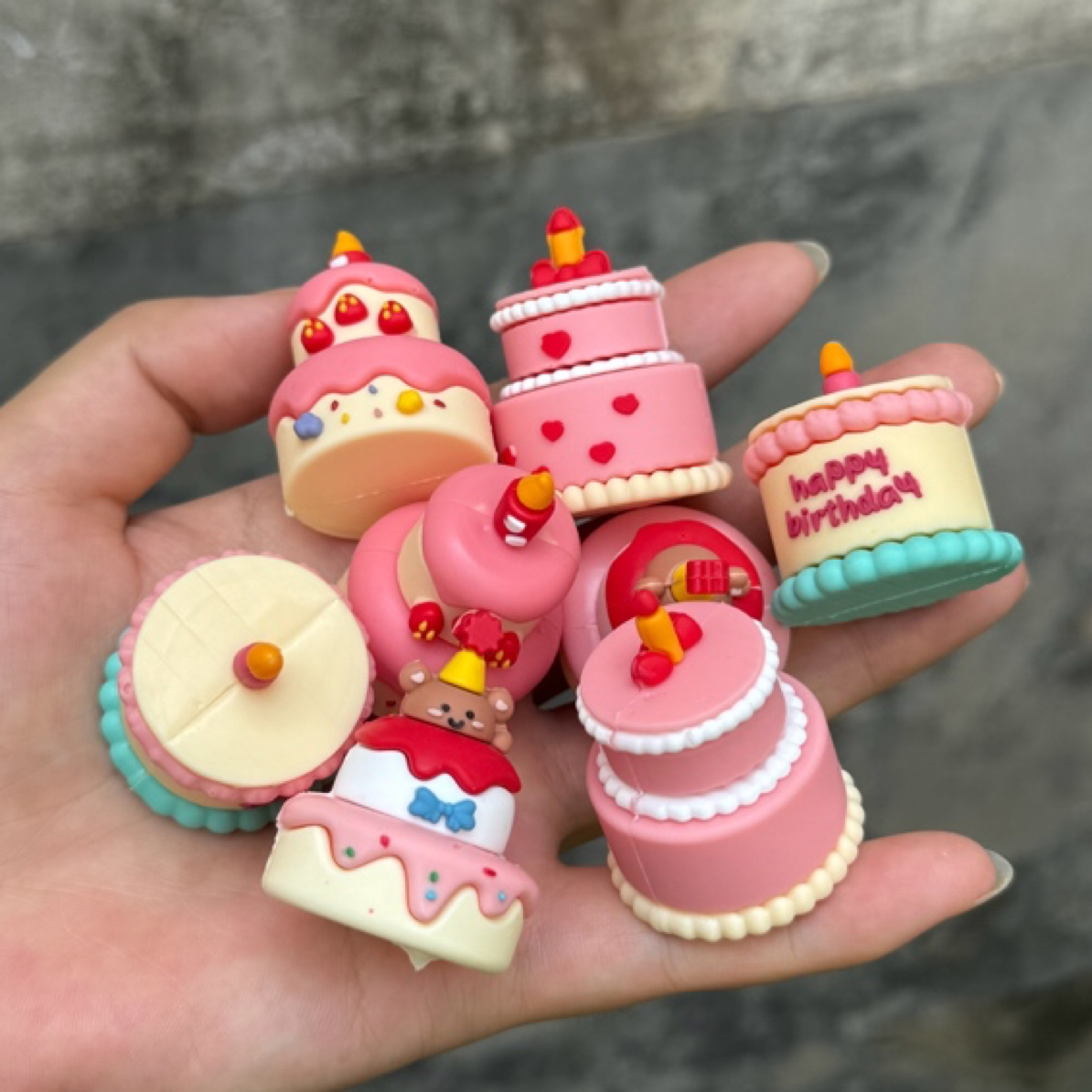 网红软胶仿真立体迷你小蛋糕装饰摆件儿童男孩女孩生日装扮插件