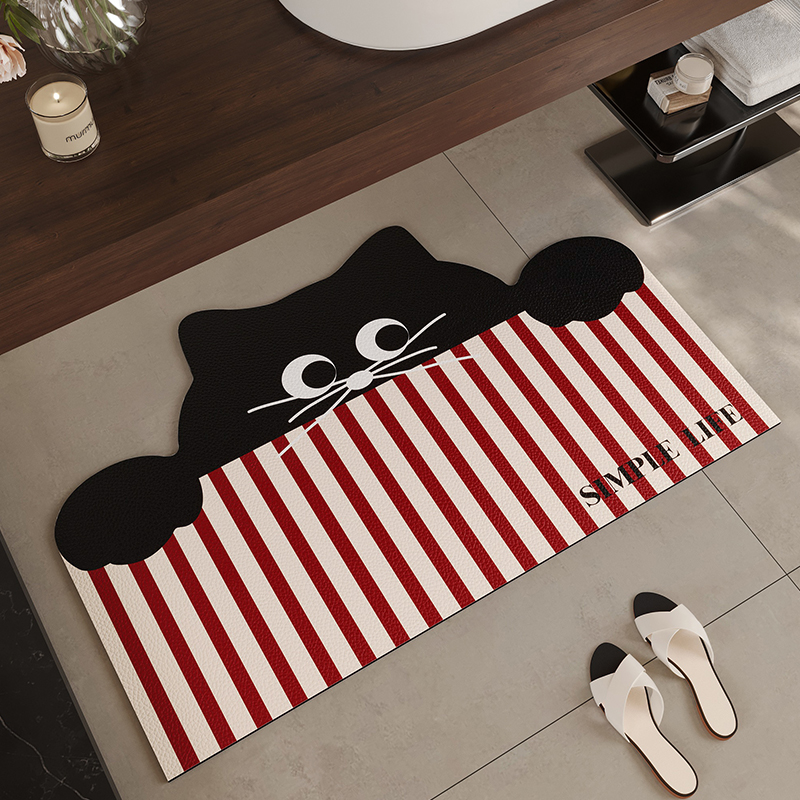 卡通猫咪卫生间地垫厕所洗手间异形脚垫硅藻泥浴室防滑垫吸水垫子