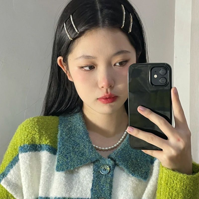 金智妮同款发夹发夹侧边隐形镶钻一字夹张嘉倪卡子ins风韩式发饰