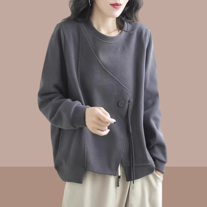 时尚百搭卫衣女装2025春秋新款休闲长袖显瘦洋气设计感慵懒风上衣