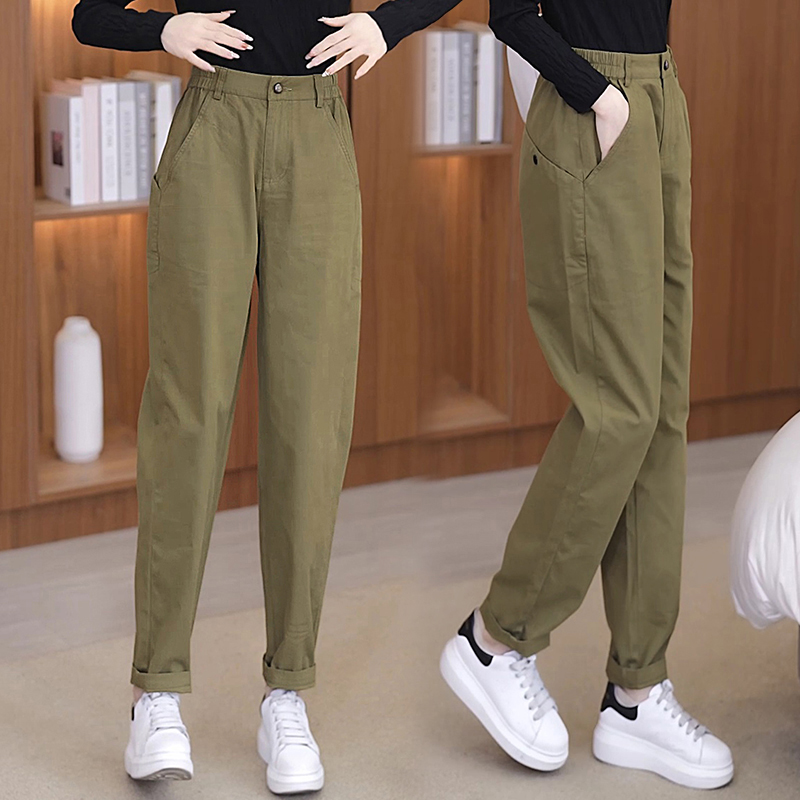 宽松时尚工装裤女士2025春秋新款哈伦裤裤显瘦休闲裤爆款九分裤子