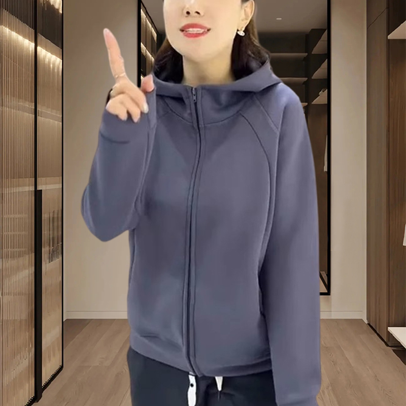 2025春秋新款休闲女士连帽外套时尚宽松百搭运动长袖休闲开衫上衣