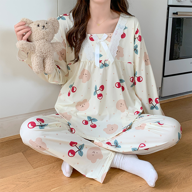 睡衣女春秋季长袖薄款女士可外出网红学生公主风新款套装家居服冬