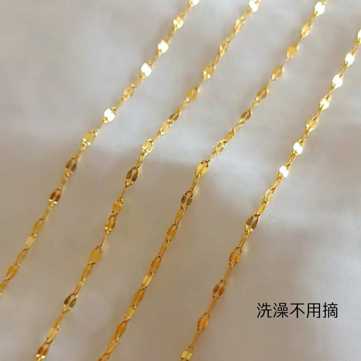 钛钢项链 极简唇形水波纹满天星单链条时尚饰品不掉色素款项链女