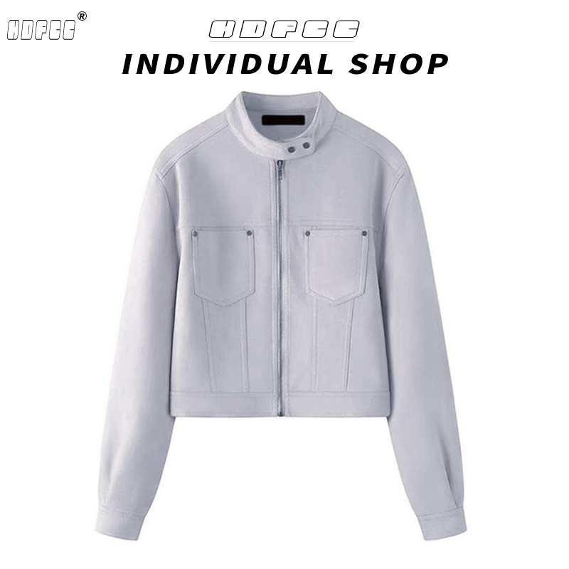 甜美风ins麂皮绒短款外套女春秋季新款韩版设计宽松休闲夹克上衣