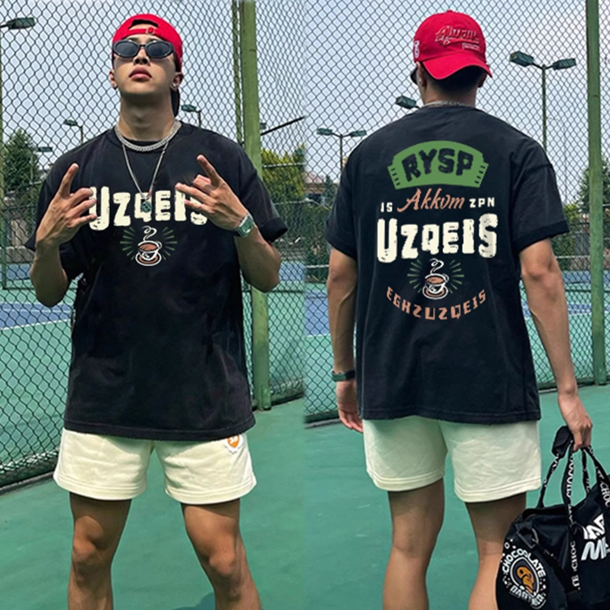 100%重磅纯棉宽松大码短袖T恤男士夏季ins潮牌美式半袖体恤上衣服