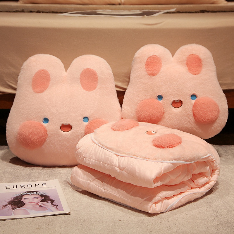 可爱车载抱枕被子两用办公室午睡神器折叠被女生车用二合一午睡毯