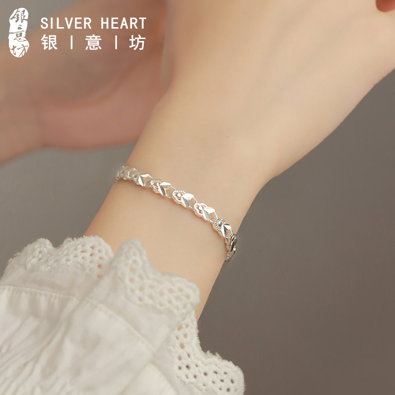 足银手链 999纯银手链女款可爱兔子设计感幸运手饰圣诞礼物送女友