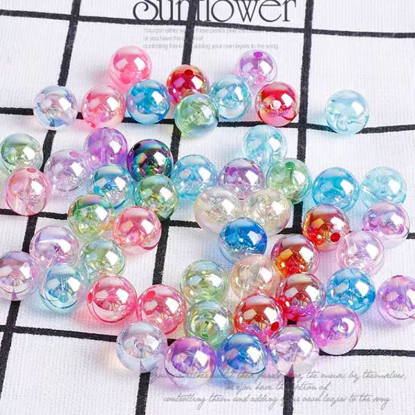 《燕子家》拼色6mm8mm炫彩水晶圆珠手工DIY材料发饰辅料亲子材料创