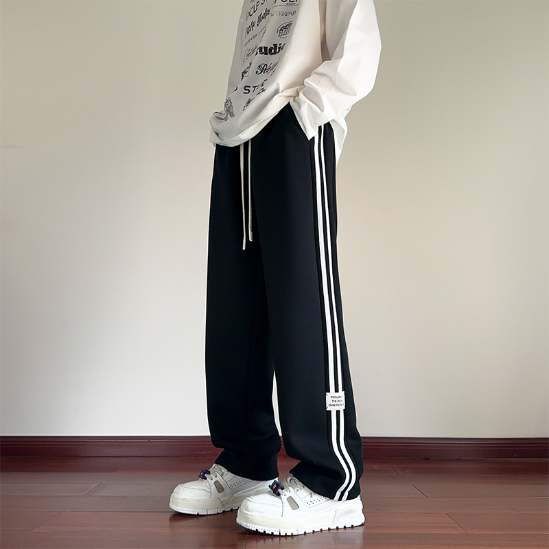 霄桂姿休闲运动卫裤男条纹直筒裤百搭潮流秋冬青少年宽松休闲裤潮