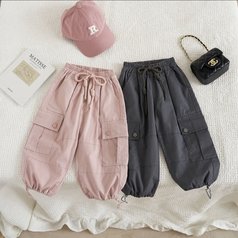 【纯棉 】女童裤秋装外穿洋气韩版儿童宽松休闲长裤宝宝秋季工装