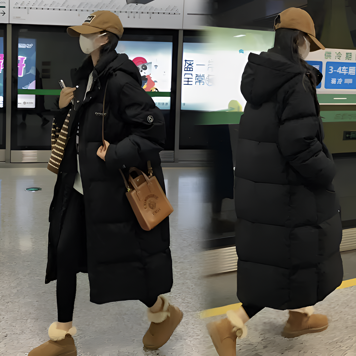 长款棉服保暖过膝简约时尚百搭连帽韩款宽松潮流休闲简约ins