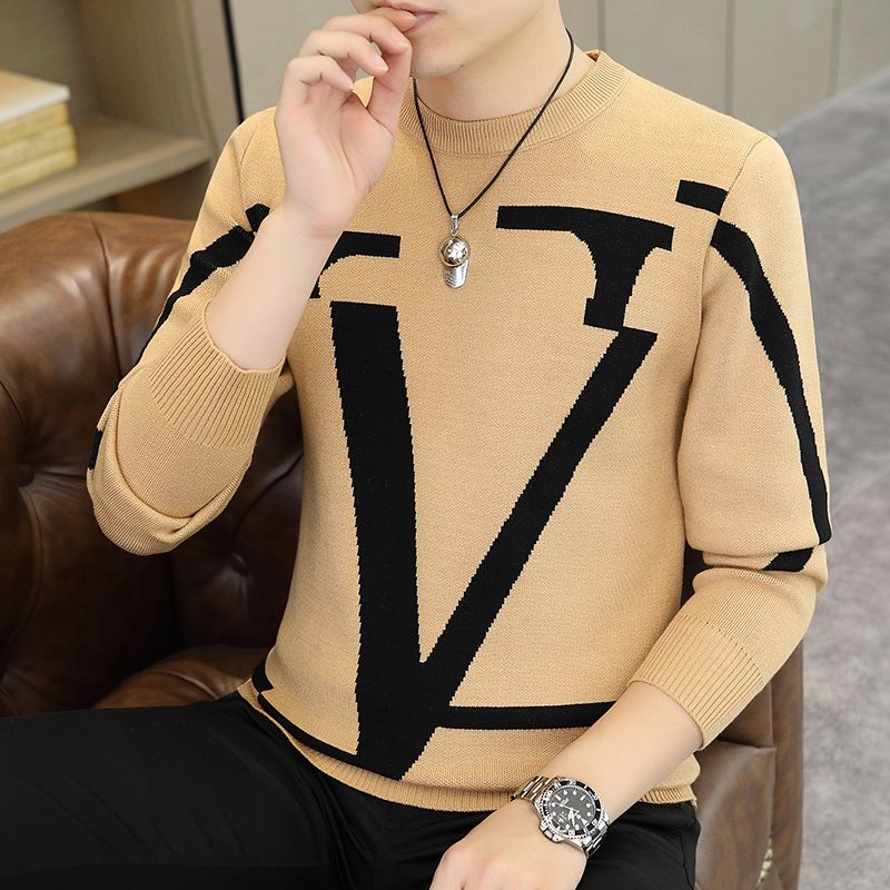 高档毛衣男秋冬装圆领时尚帅气针织毛线衣休闲帅气男装品质打底衫
