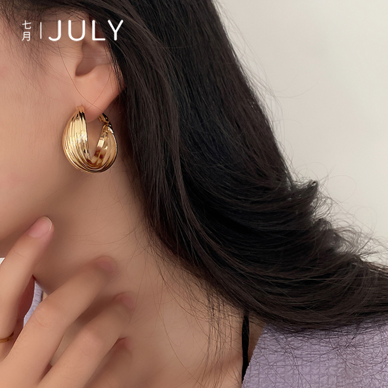 合金耳饰 金色复古港风耳圈金属高级感耳环耳饰新款设计感耳坠女