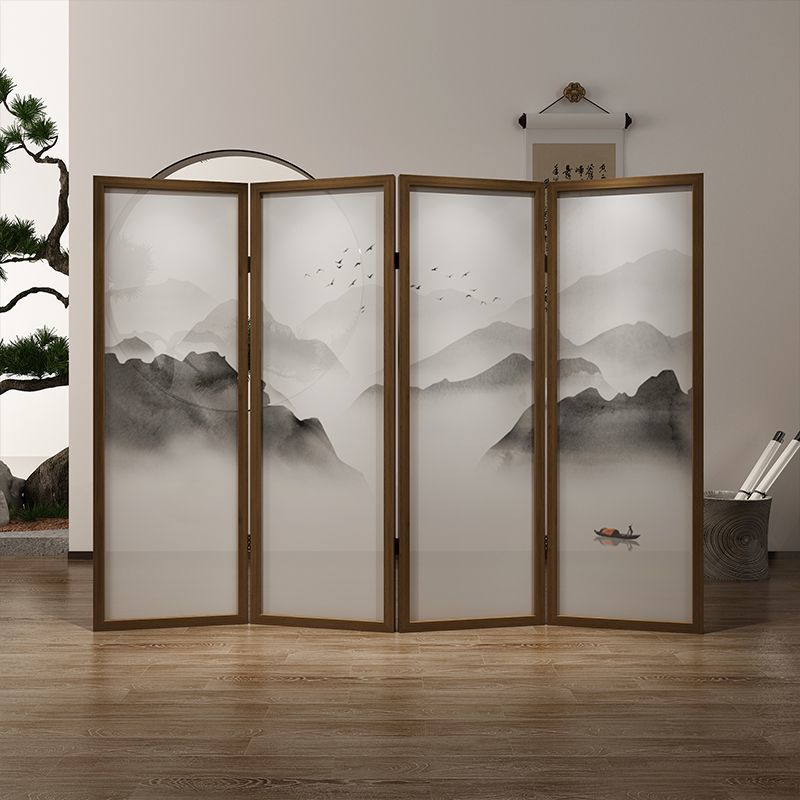 新中式屏风办公室书房客厅玄关墙办公酒店茶室简约家用遮挡折屏