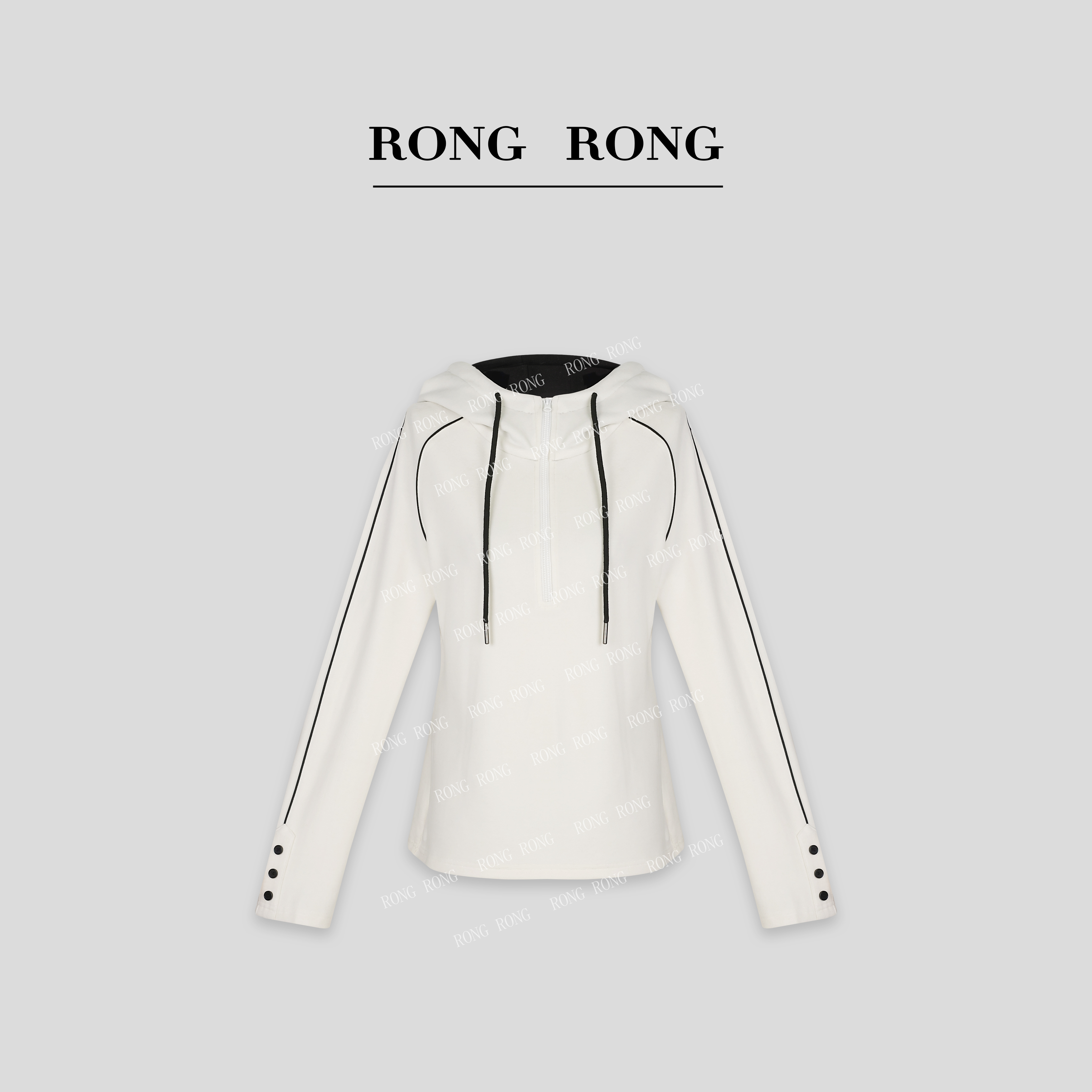 溶溶【星诗岛序】RONGRONG 极简风线条感混纺保暖帽衫 U-A8965966