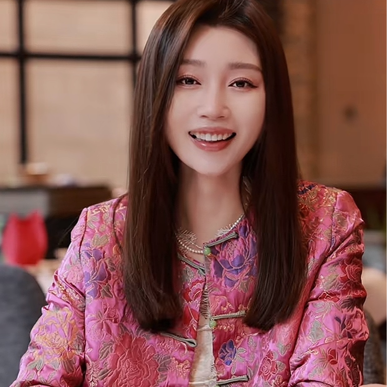 【FF】新中式国风2025年新款秋冬潮牌盘扣玫粉色复古外套女提花