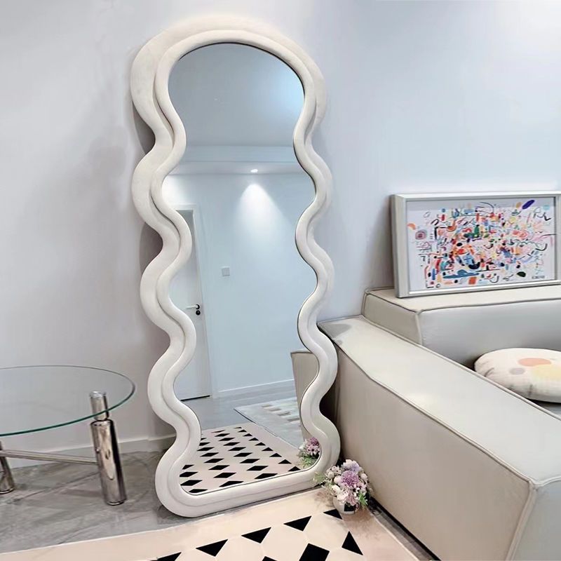 穿衣镜子家用全身镜客厅落地镜网红波浪试衣镜服装店异形镜简约