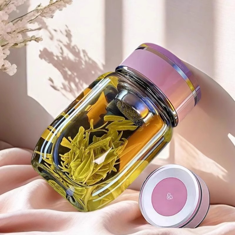 高硼硅单层玻璃杯女士茶杯加厚耐高温防爆泡茶水杯高颜值玻璃高档