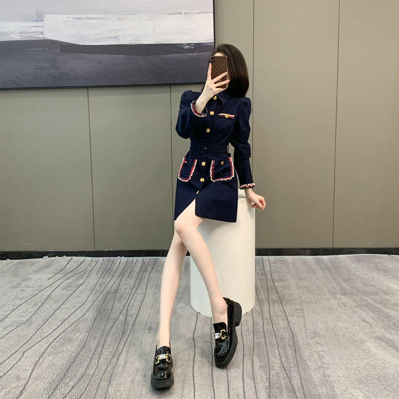 财阀千金小香风复古小众连衣裙女秋季新款高级感气质别致裙子收腰