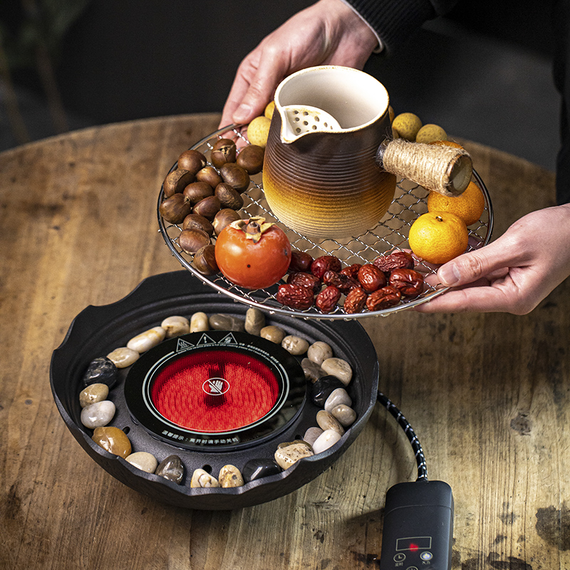 围炉煮茶器具全套家用室内电陶炉玻璃煮茶壶烤火炉套装冬天罐罐茶