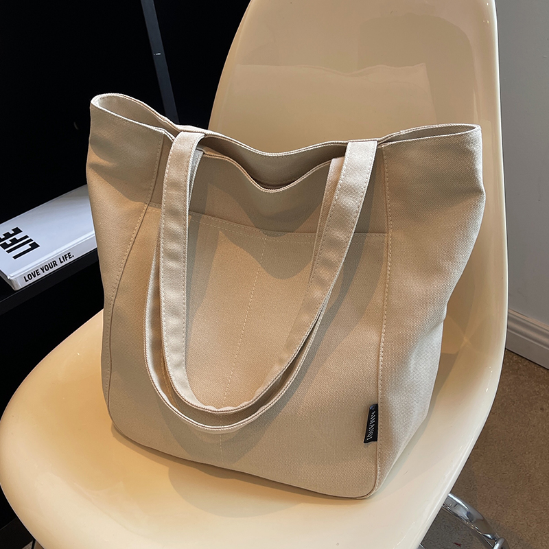 大容量帆布包包女2025新款布包时尚简约单肩布袋大学生通勤托特包
