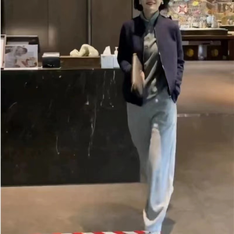 2025春季新款修身显瘦上衣长袖拉链外套休闲长裤女装 22872