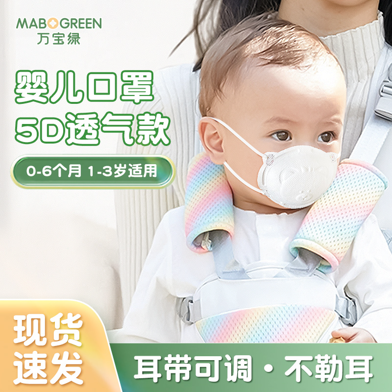 儿童口罩防护婴儿0到6月12幼儿小月龄专用宝宝3到6岁透气秋冬外出