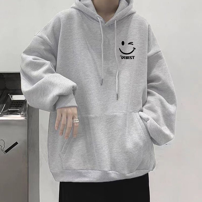 300斤特肥大码小众设计感慵懒风连帽卫衣女男士秋冬加绒加厚外套