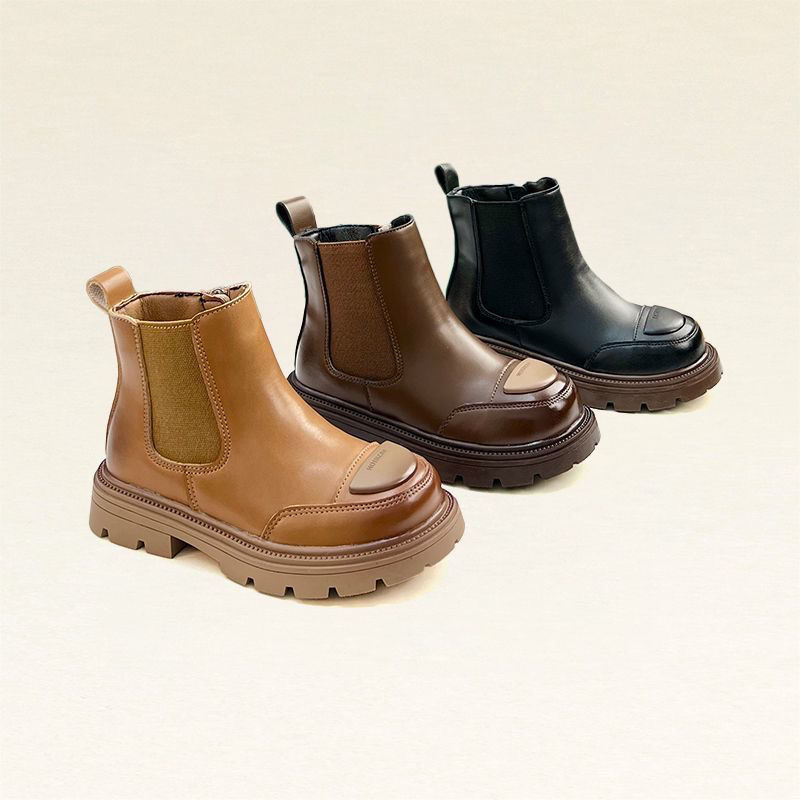 女童烟筒靴时尚切尔西靴英伦风2025年秋冬男童中大童新款百搭短靴