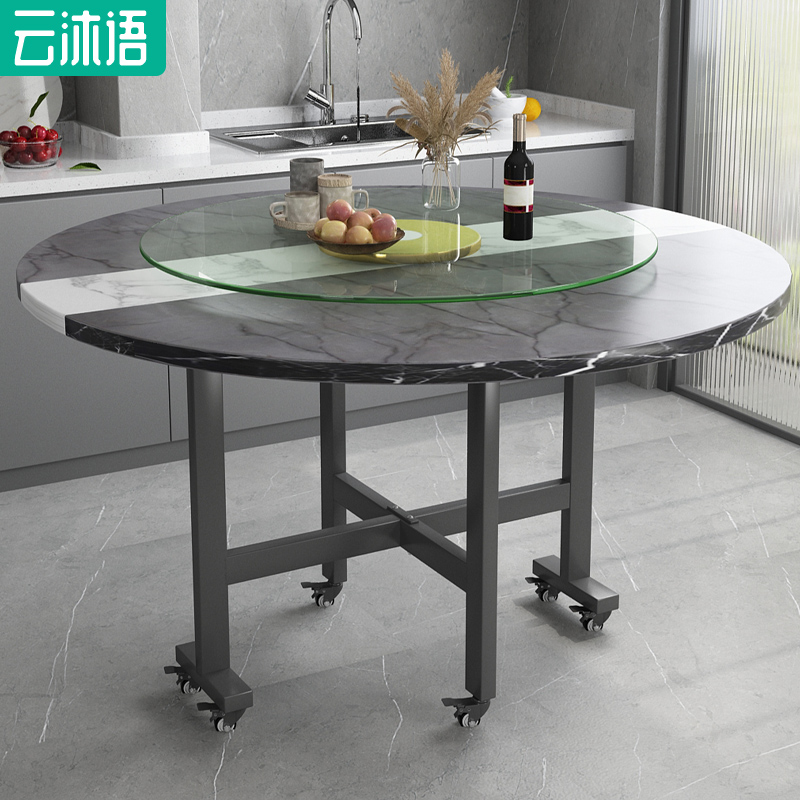 云沐语可折叠吃饭桌家用简约圆形餐桌小户型饭桌个人出租房专用