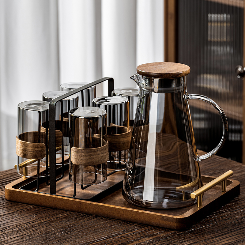 新中式耐高温玻璃喝水杯套装家用客厅待客杯子泡茶杯茶具套装水壶
