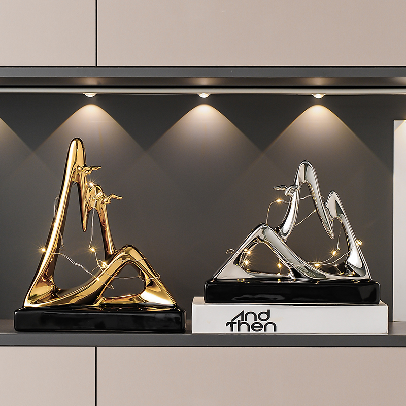 轻奢高档金山银山玄关家居客厅酒柜办公室餐边柜装饰品高级感小众