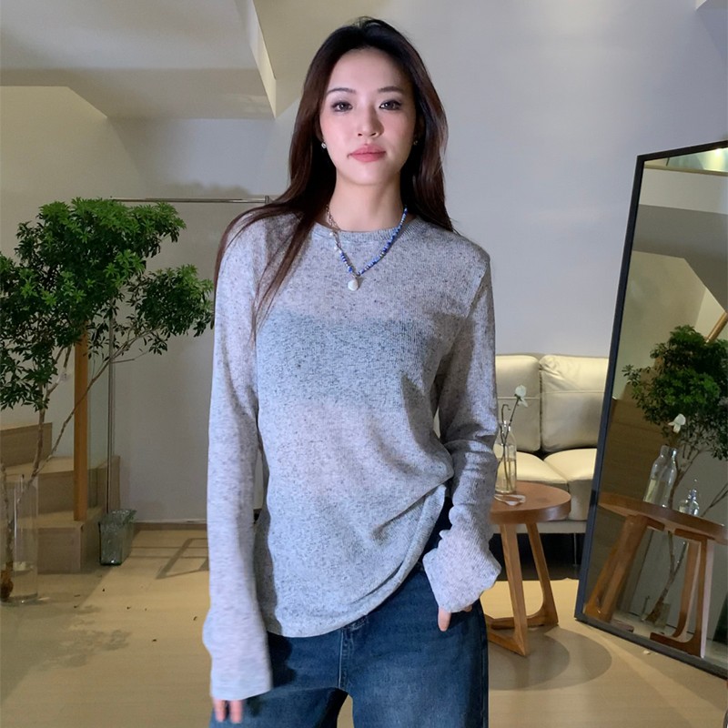 【Y】长袖薄款夏季设计感雪花麻防晒衫休闲圆领防晒百搭T恤7380