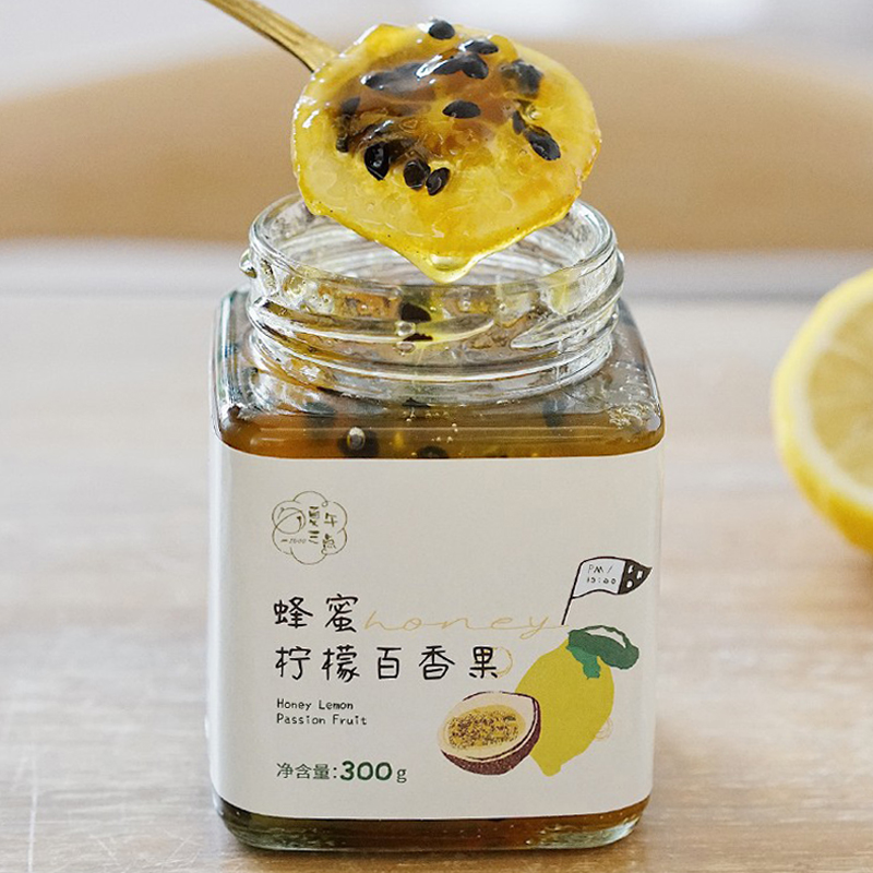 夏午三点 蜂蜜柠檬百香果酱水果茶酱冲饮类罐装泡水喝的东西