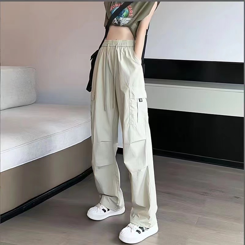2024高级新款工装裤女夏秋版直筒高腰宽松显瘦时尚休闲直筒百搭裤