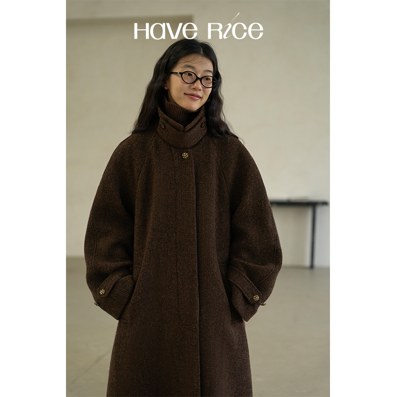 【糖炒板栗大衣】 HAVERICE澳大利亚绵羊毛圈圈呢温暖复古毛呢大衣