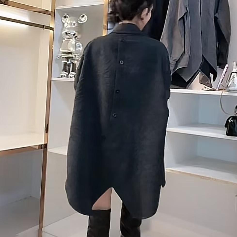 流行长袖衬衫2025新款大气上档次后背设计感小众上衣微胖女装大码