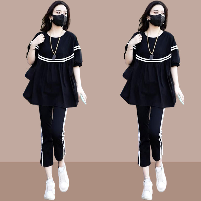 2025新款夏季两件套装女款休闲时尚运动服小个子时髦洋气减龄遮肉