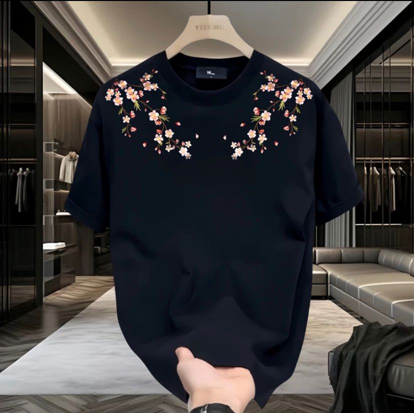 液氨棉圆领T恤潮牌轻奢男装夏季上衣高级短袖t恤男新款内搭打底衫