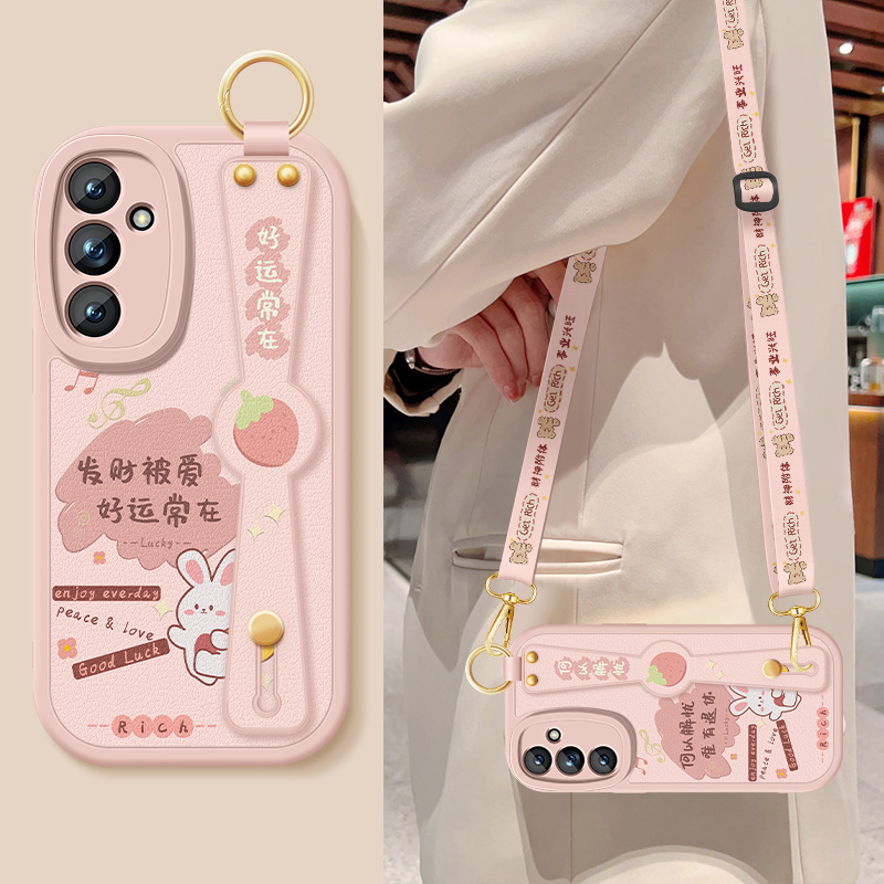 三星s23手机壳s23fe斜挎腕带s23ultra全包防摔s23+硅胶Galaxy软壳