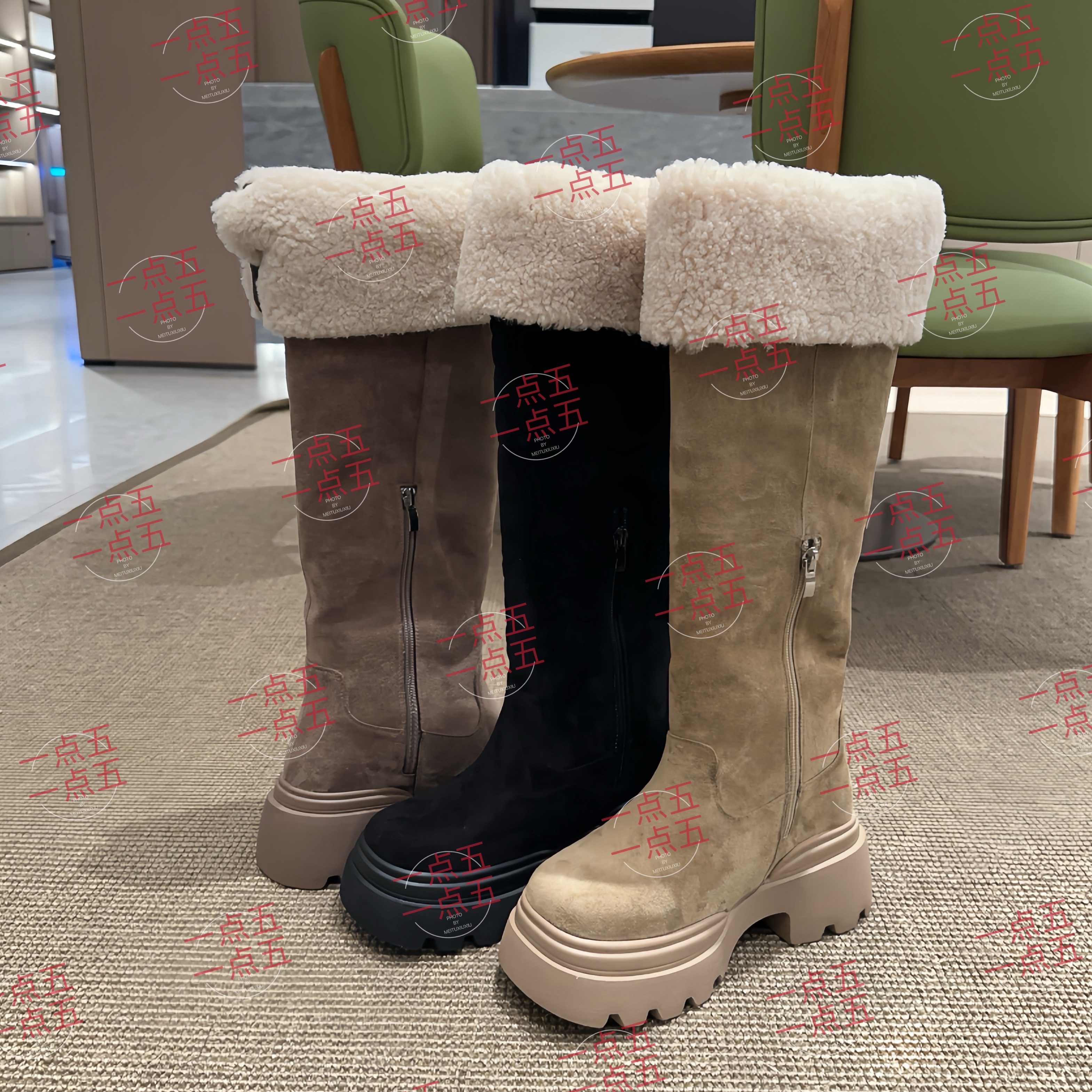 一点五增高16CM-14CM长筒绒棉靴女士原创保暖定制加绒加厚鞋