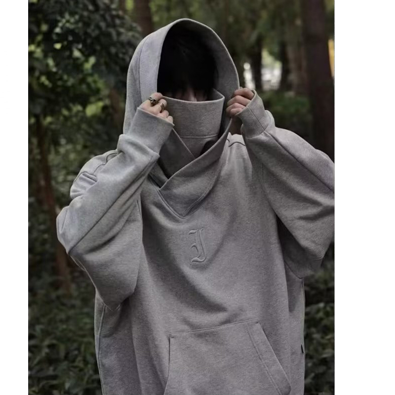 加肥加大码300斤忍者连帽卫衣男秋季ins潮牌美式宽松i人社恐外套