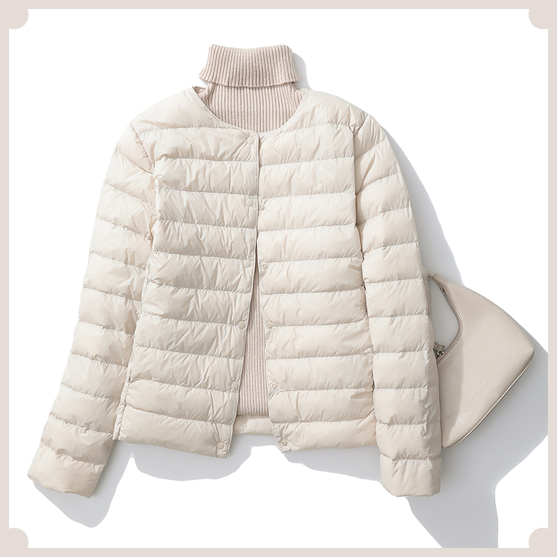 云朵泡芙感90白鸭绒冬排骨胶囊羽绒服轻薄长袖羽绒内胆女保暖内穿