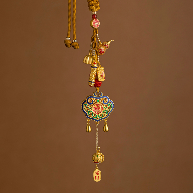 汽车挂件平安锁如意车内吊饰手工车载后视镜吊坠男女高档原创多宝