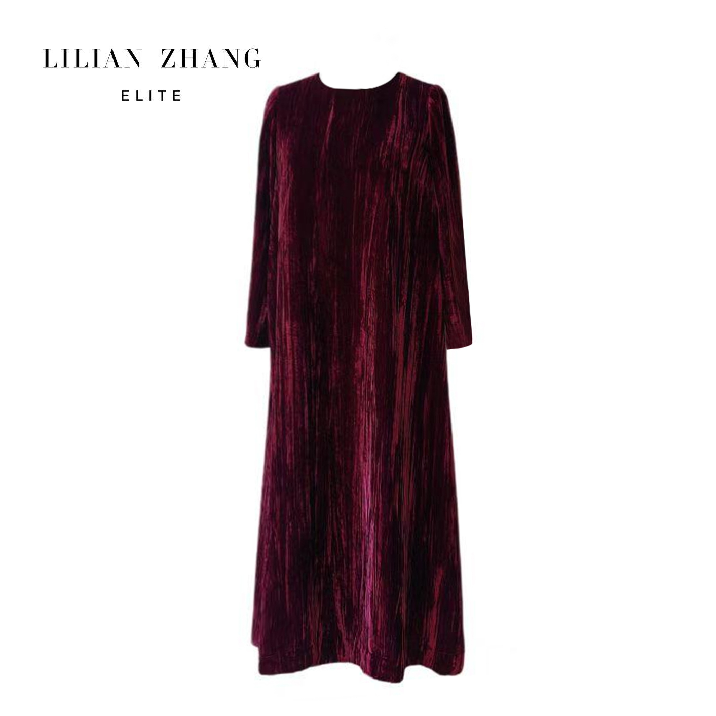 定制—古典浪漫—遇见倾心—Lady挚爱复古丝绒感A摆宽松长裙 2401175