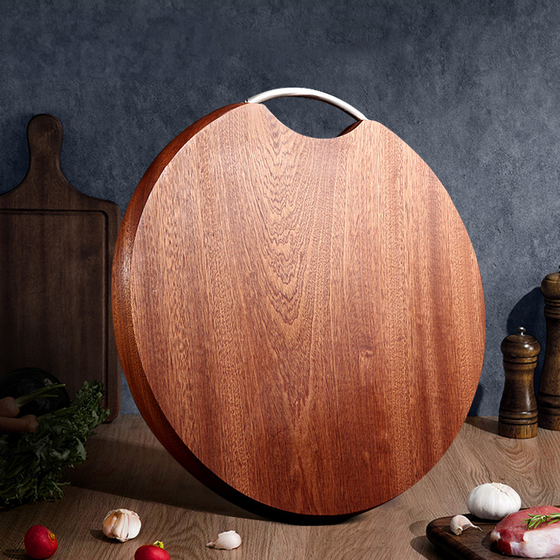 家用抗菌防霉乌檀木案板整木圆形切菜砧板厨房专用实木防滑双面板
