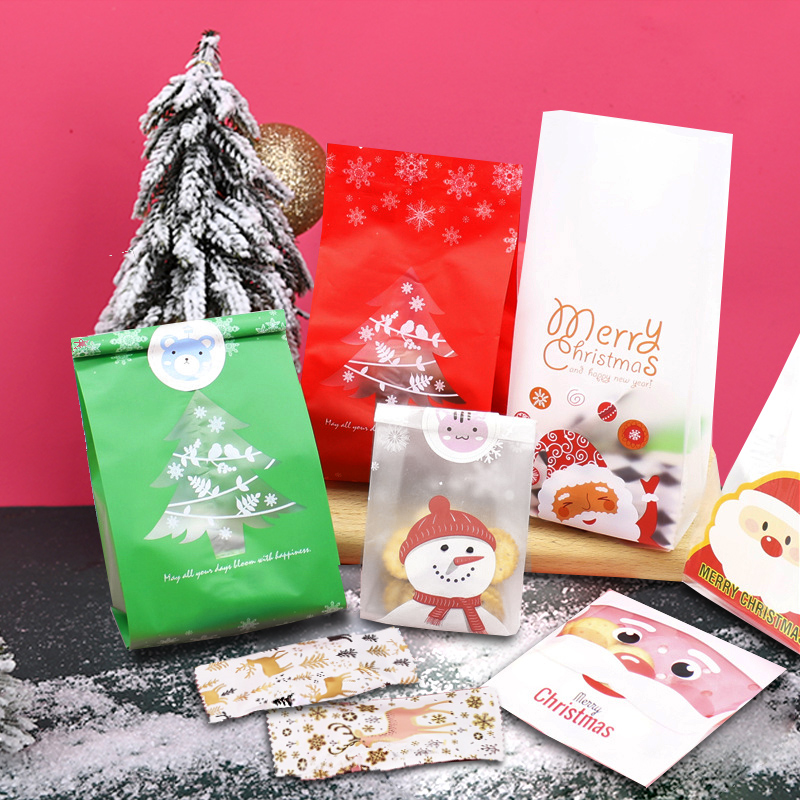 圣诞节新年手工自制糖果牛轧糖雪花酥曲奇小奶枣平口袋包装袋