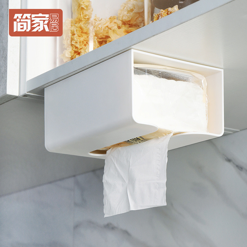壁挂厨房纸巾架纸巾盒免打孔纸架家用餐巾纸创意挂架橱柜门抽纸盒